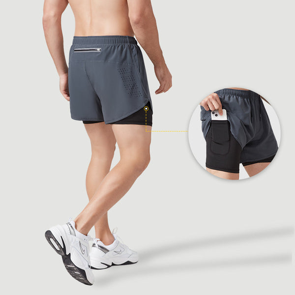 Nex Mira SurgeLayer Shorts: 3" Performance Training Shorts - High-Stretch Double-Layer, Quick-Dry, Anti-Chafing for Running & Gym